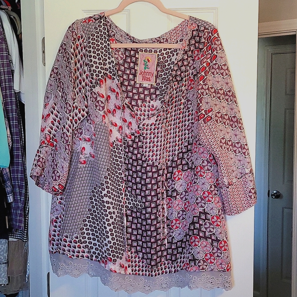 Johnny Was Large Silk Blouse
